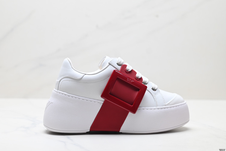 RV Women's Leather Platform Sneakers With Iconic Buckle Accent - Stylish & Comfy 1 RV Women’s Leather Platform Sneakers With Iconic Buckle Accent – Stylish & Comfy