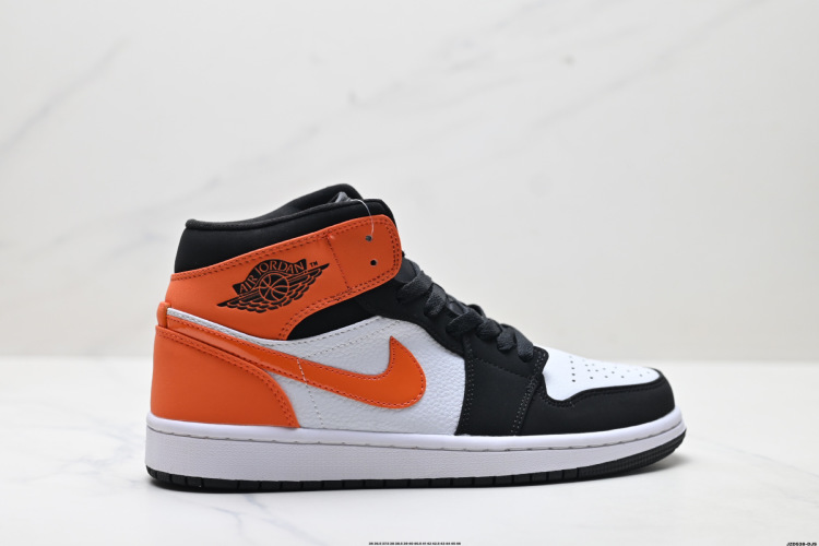 Air Jordan 1 Mid כתום שחור לבן - נעלי סניקרס יומיומיות לגברים ולנשים 1 Air Jordan 1 Mid כתום שחור לבן – נעלי סניקרס יומיומיות לגברים ולנשים