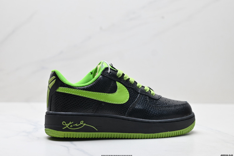 Nike AIR FORCE 1 '07 Low-Top Sneakers - Black and Green Athletic Shoes 1 Nike AIR FORCE 1 ’07 Low-Top Sneakers – Black and Green Athletic Shoes
