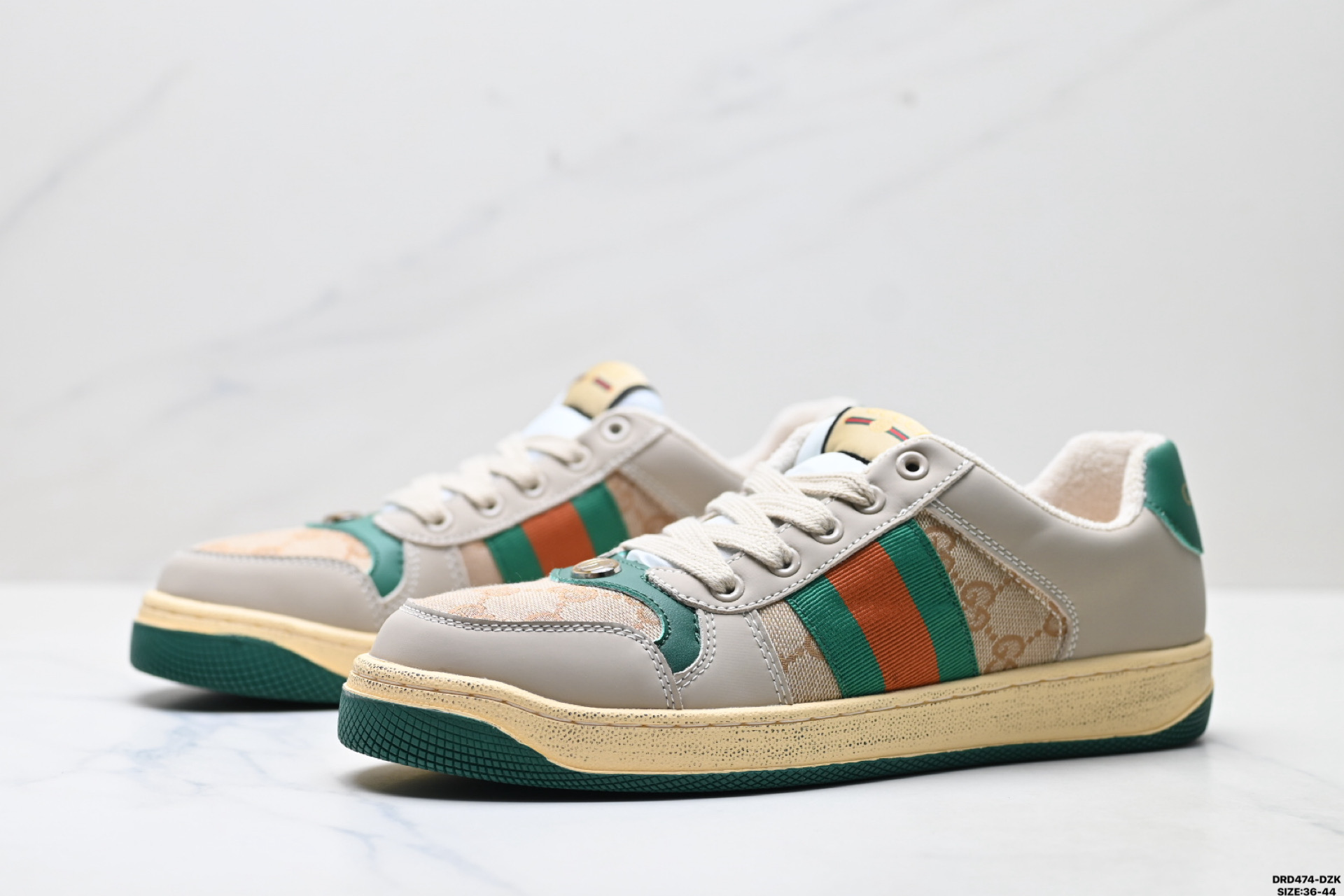 💰130
真标✅Gucci Distressed Screener sneaker 怀旧版 原版做旧 古驰小脏鞋系列   
尺码:36-44
ID:DRD474-DZK