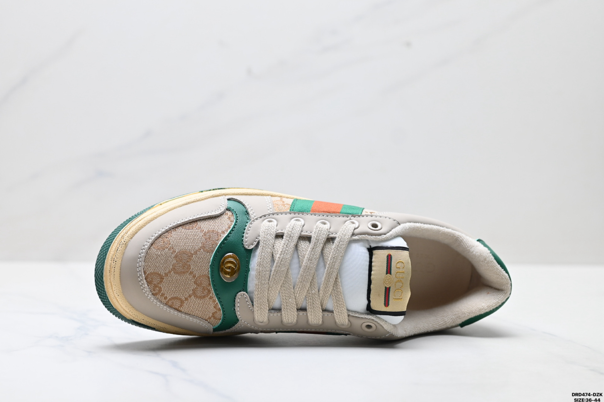 💰130
真标✅Gucci Distressed Screener sneaker 怀旧版 原版做旧 古驰小脏鞋系列   
尺码:36-44
ID:DRD474-DZK