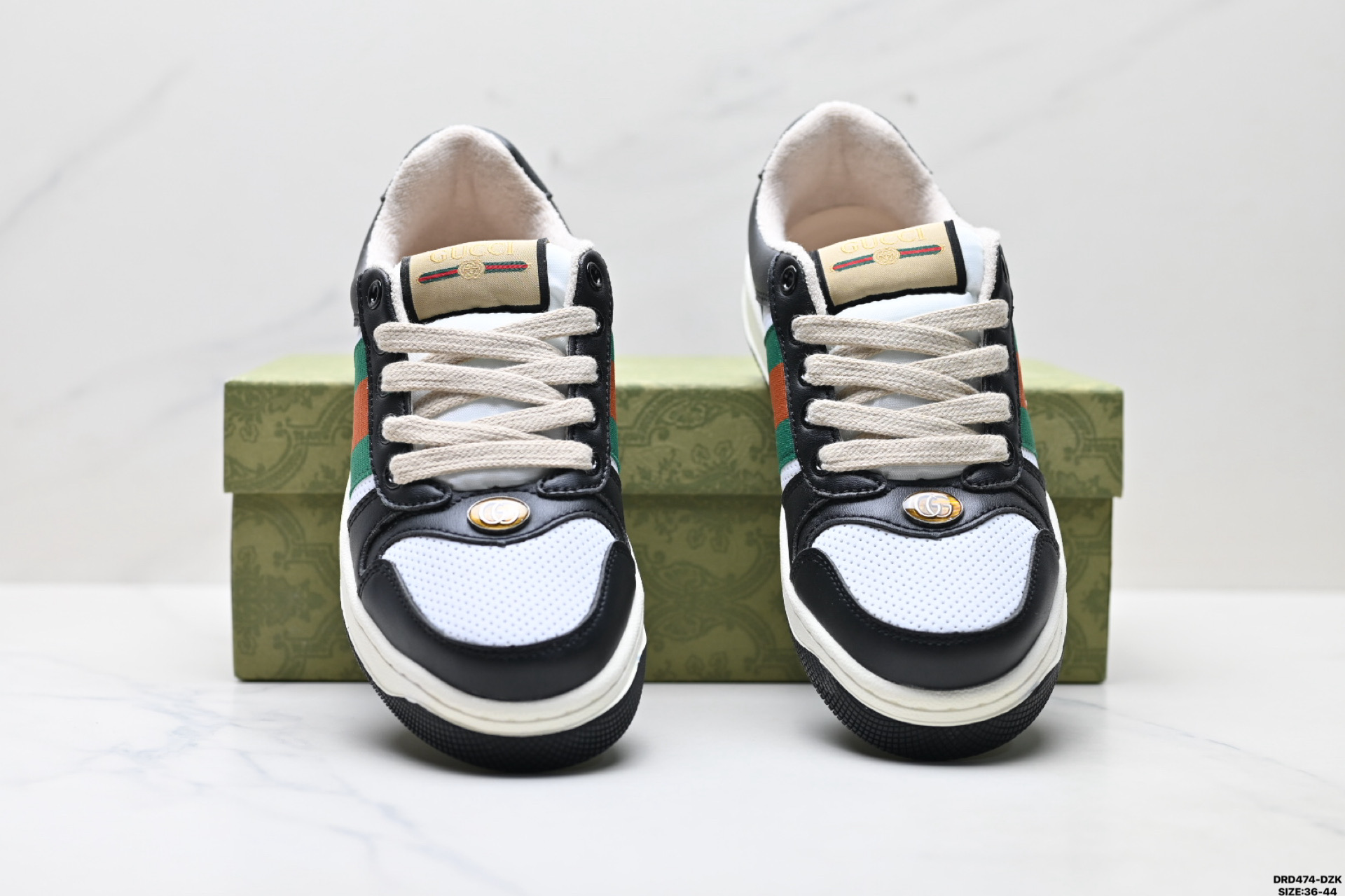 💰130
真标✅Gucci Distressed Screener sneaker 怀旧版 原版做旧 古驰小脏鞋系列   
尺码:36-44
ID:DRD474-DZK