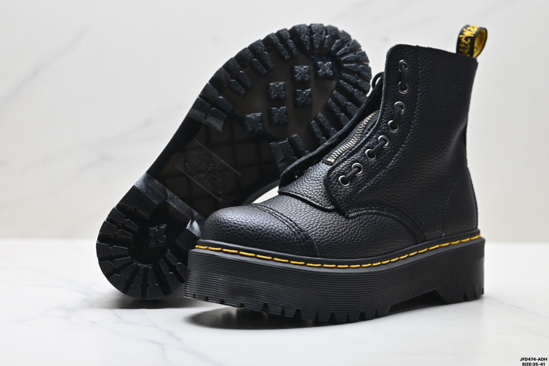 190 Dr.martens马丁 2970系列 皮革粒面 拉链 松糕高帮英伦骑士朋克复古机车厚底粗跟马丁靴