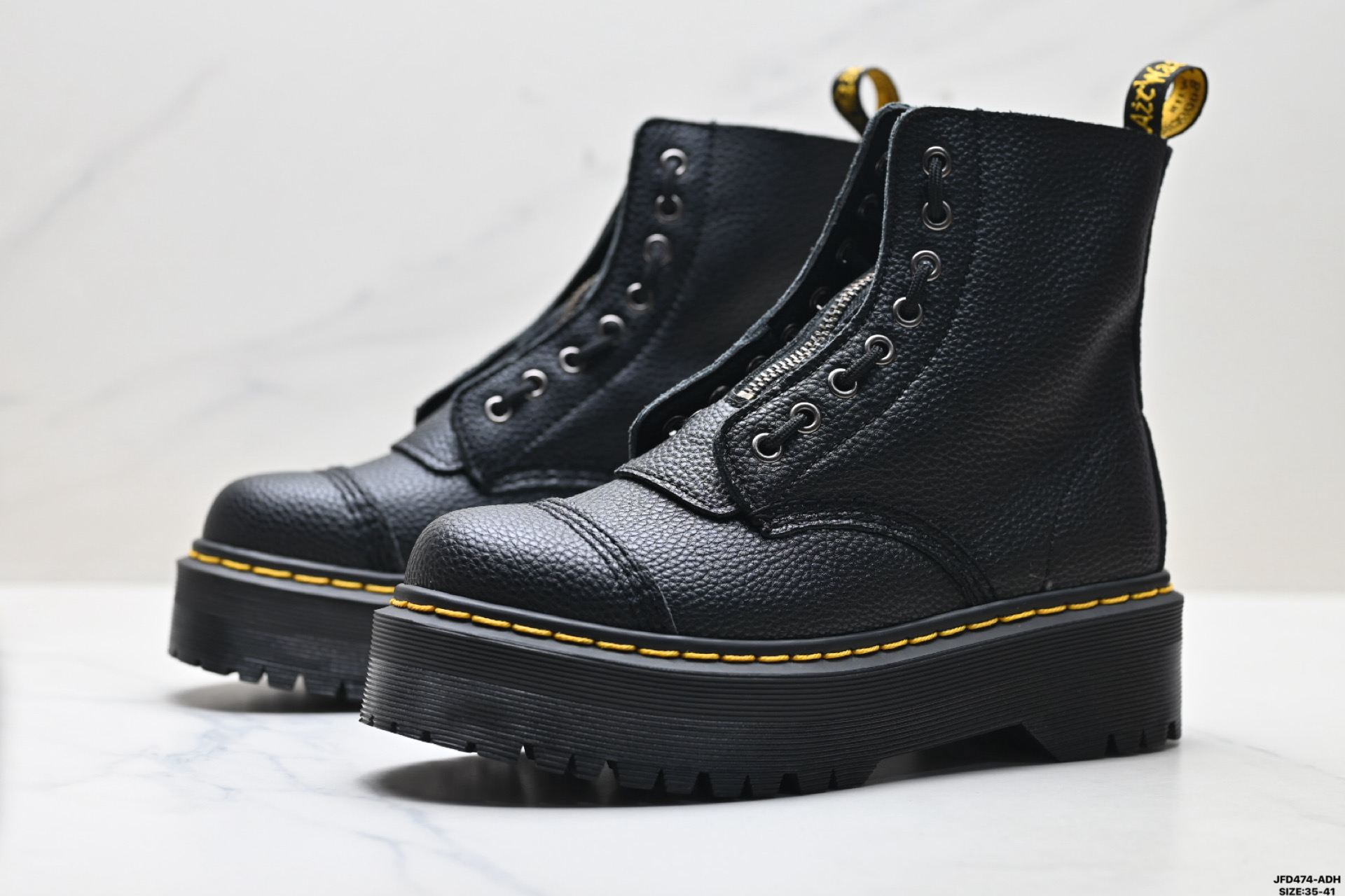 190 Dr.martens马丁 2970系列 皮革粒面 拉链 松糕高帮英伦骑士朋克复古机车厚底粗跟马丁靴