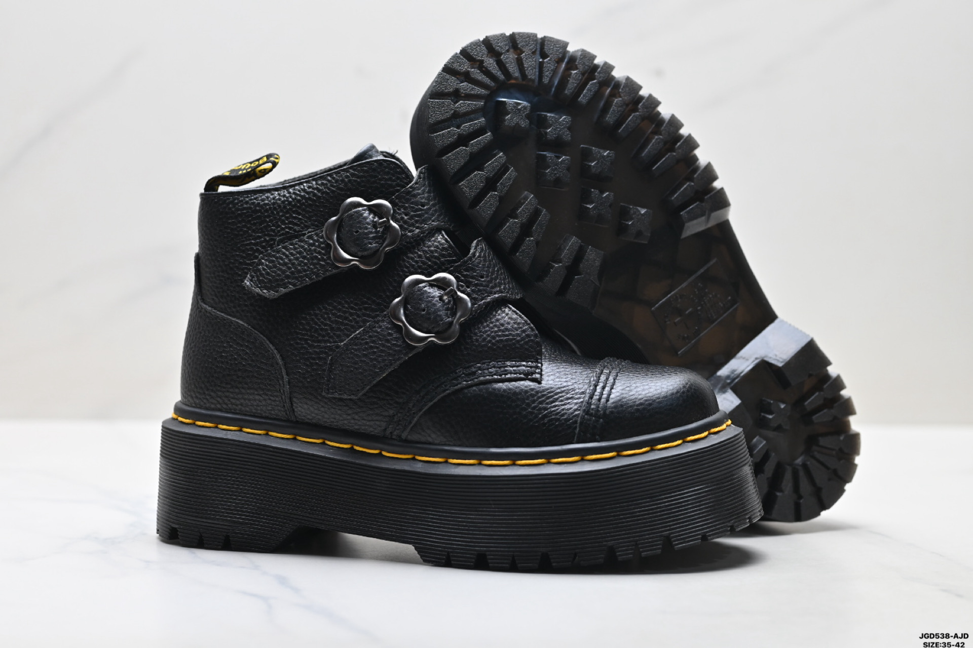 190 Dr.martens马丁 2970系列 皮革粒面 拉链 松糕高帮英伦骑士朋克复古机车厚底粗跟马丁靴