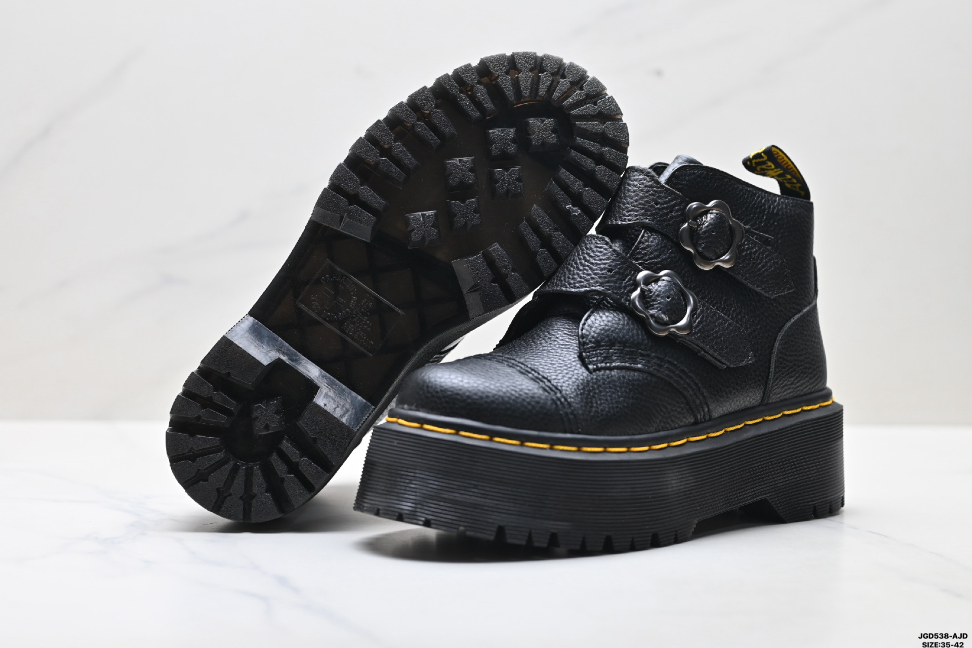 190 Dr.martens马丁 2970系列 皮革粒面 拉链 松糕高帮英伦骑士朋克复古机车厚底粗跟马丁靴