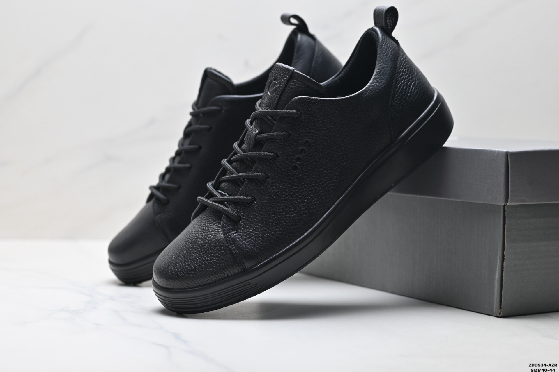 250 Ecco爱步 Soft 7 Lace 头层牛皮 简约商务 真皮磨砂 通勤百搭皮鞋 440504-110