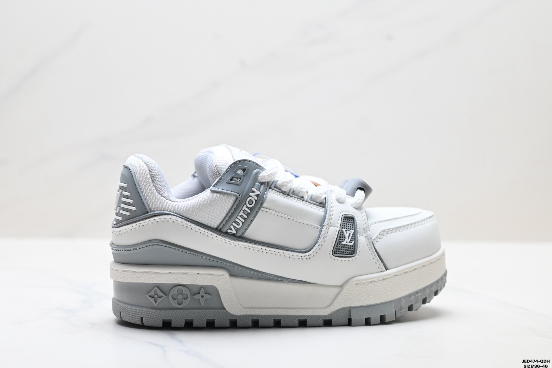 真标✅Louis Vuitton Trainer Maxi 路易威登 小胖丁 圆头系带低帮 厚底板鞋 D:JED474-QDH