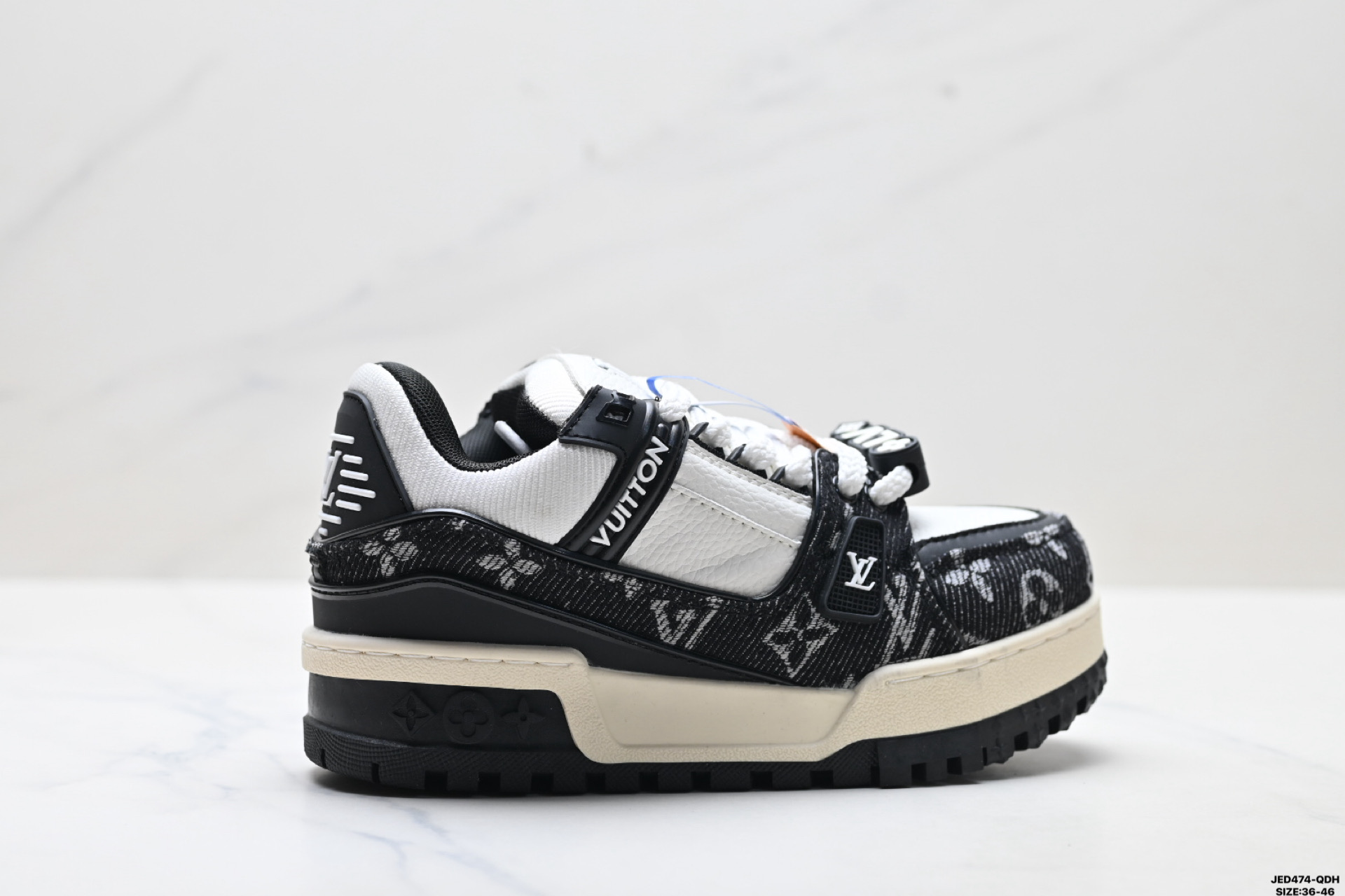 真标✅Louis Vuitton Trainer Maxi 路易威登 小胖丁 圆头系带低帮 厚底板鞋 D:JED474-QDH
