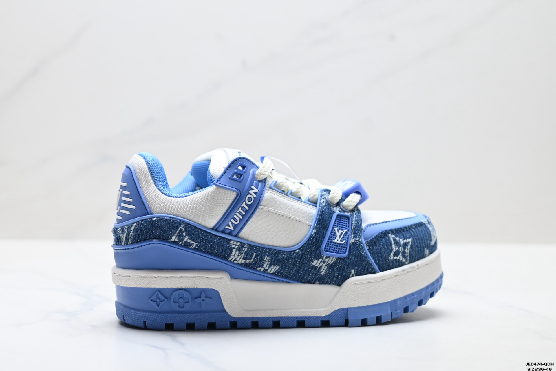 真标✅Louis Vuitton Trainer Maxi 路易威登 小胖丁 圆头系带低帮 厚底板鞋 D:JED474-QDH