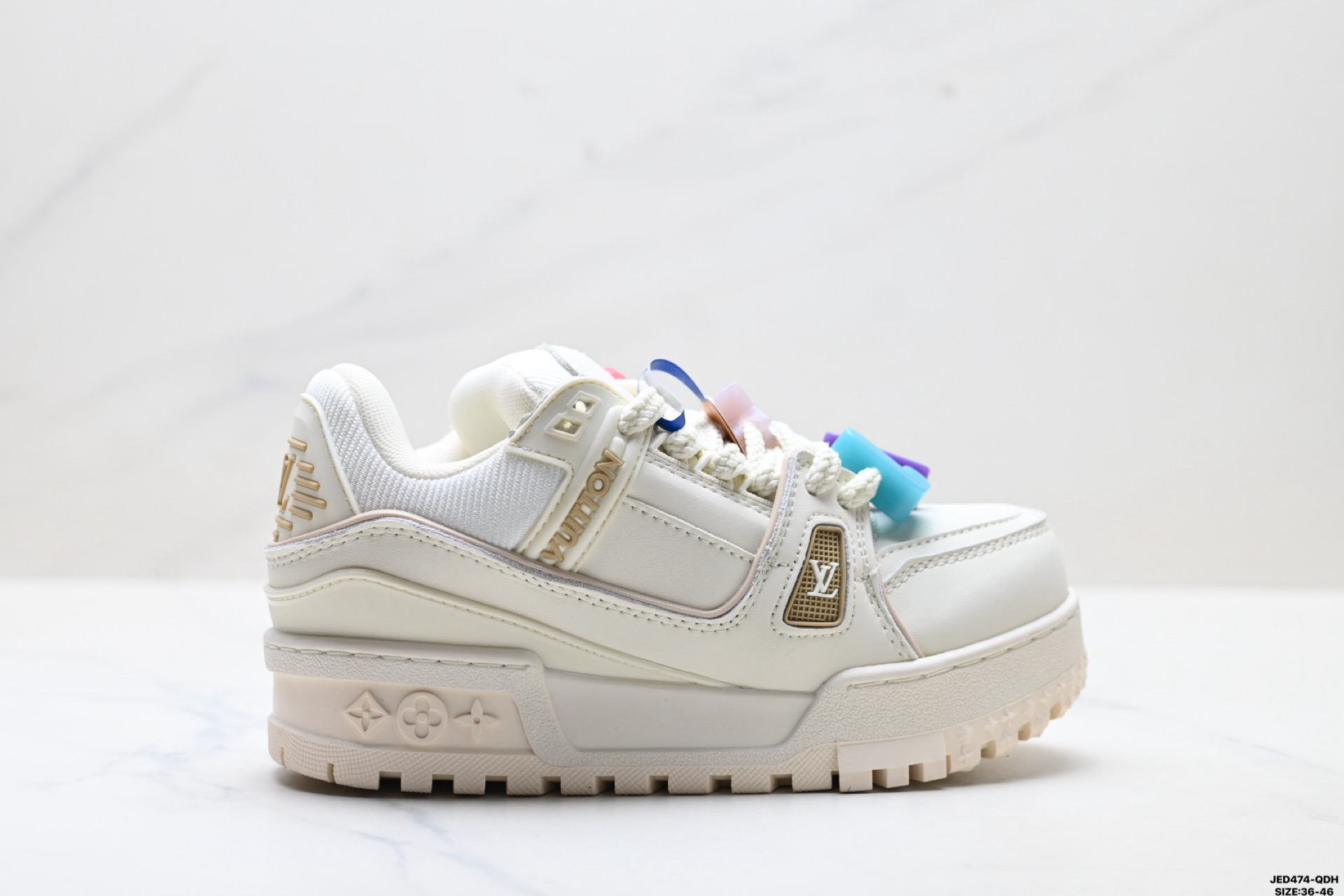 真标✅Louis Vuitton Trainer Maxi 路易威登 小胖丁 圆头系带低帮 厚底板鞋 D:JED474-QDH