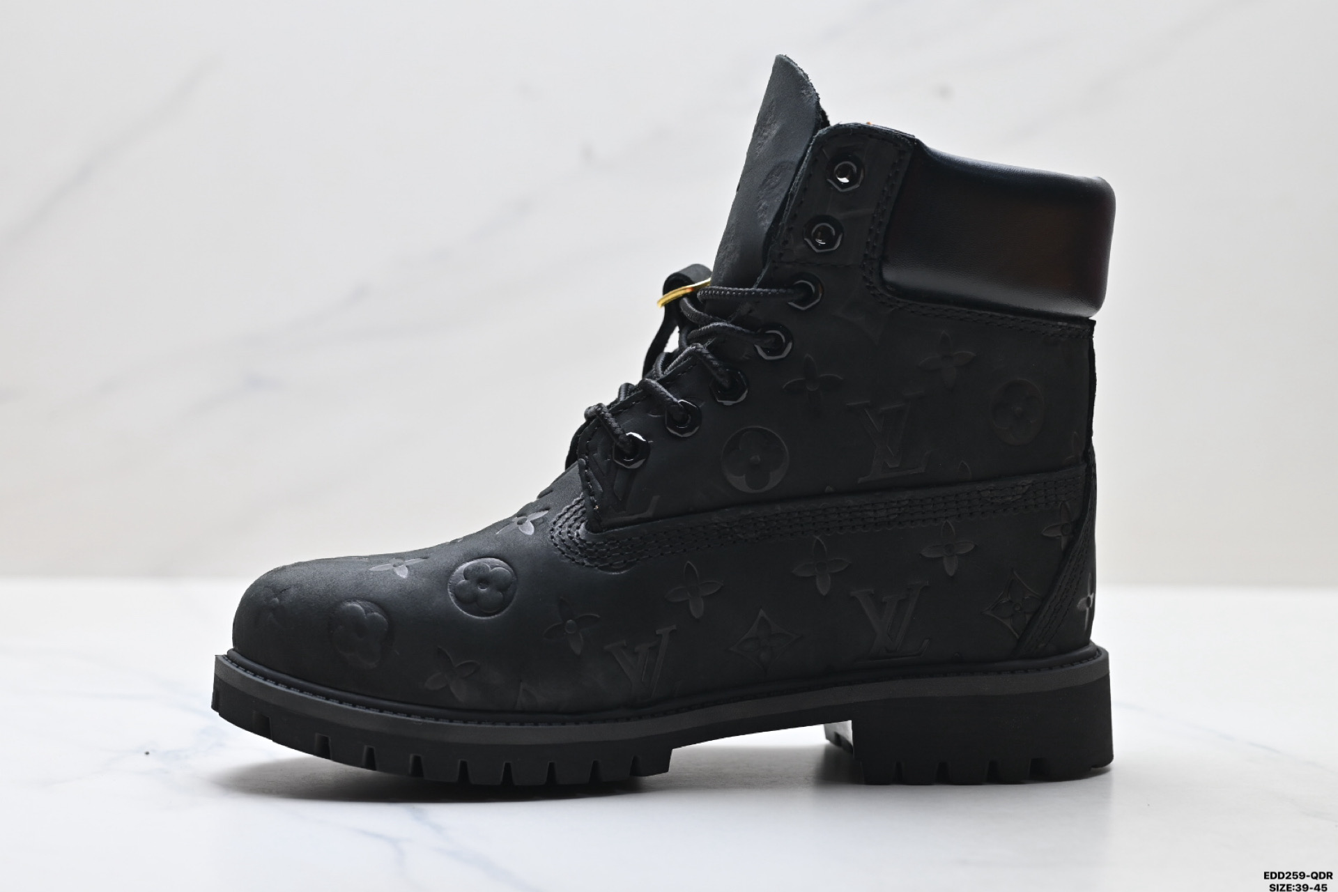 Timberland添柏岚 × LOUIS VUITTON路易威登 牛皮革 6英寸满印老花圆头系带