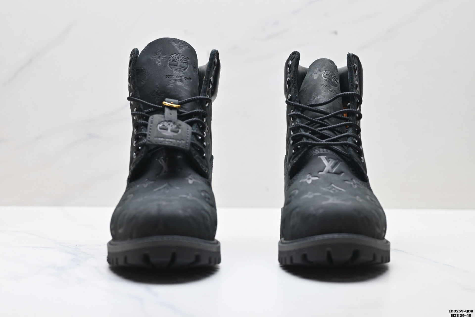 Timberland添柏岚 × LOUIS VUITTON路易威登 牛皮革 6英寸满印老花圆头系带