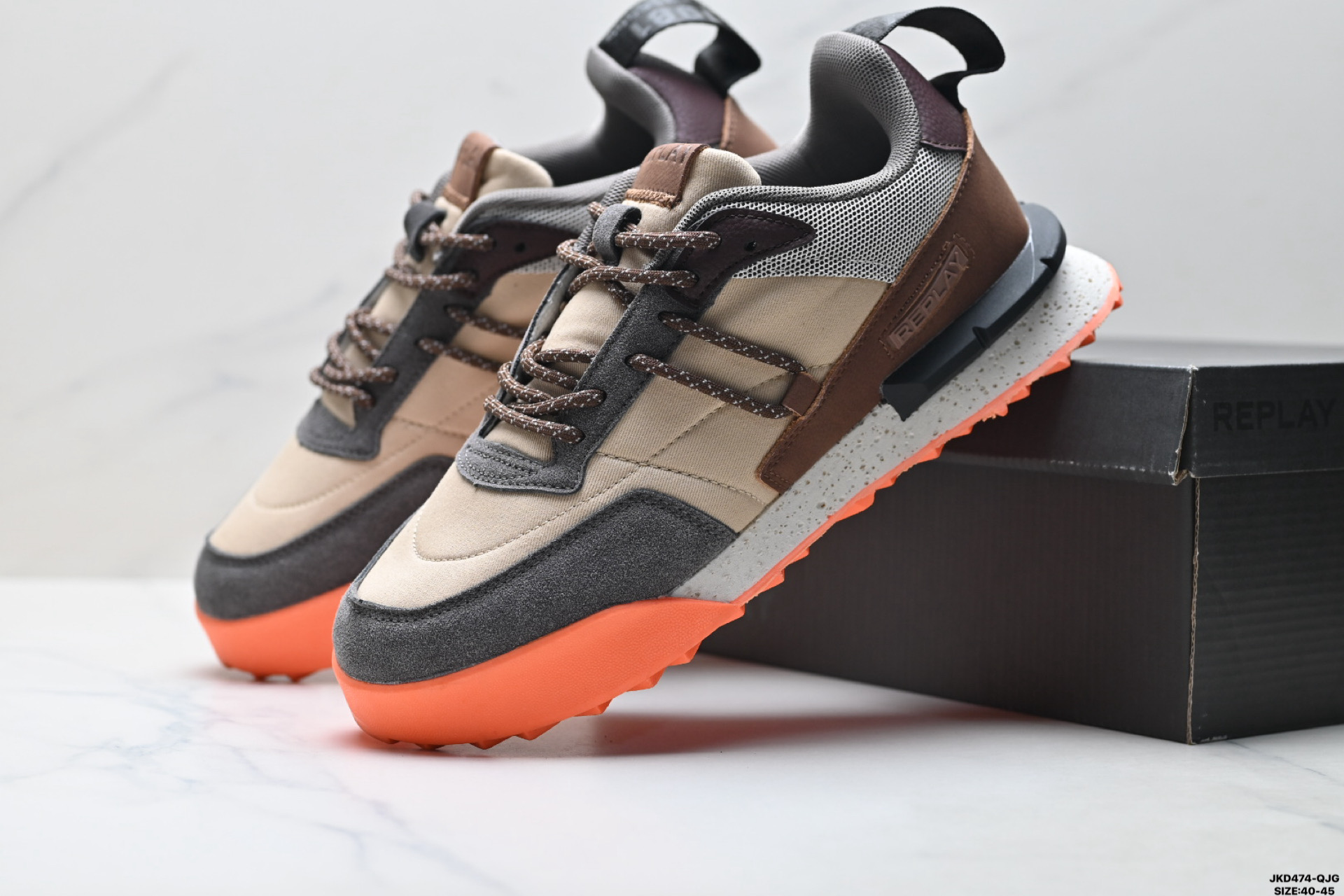 180 Replay Field Classic Grid 织物拼接 系带 网面透气 运动休闲鞋 GMS1PC0040L