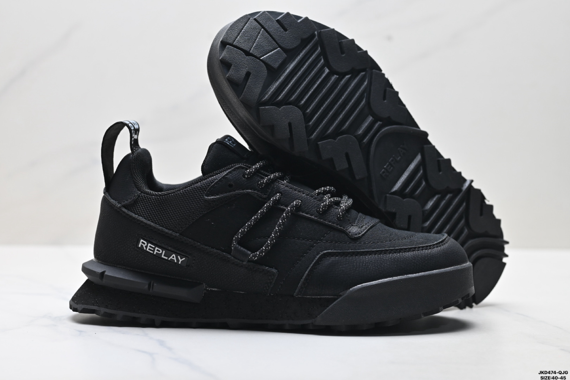 180 Replay Field Classic Grid 织物拼接 系带 网面透气 运动休闲鞋 GMS1PC0040L