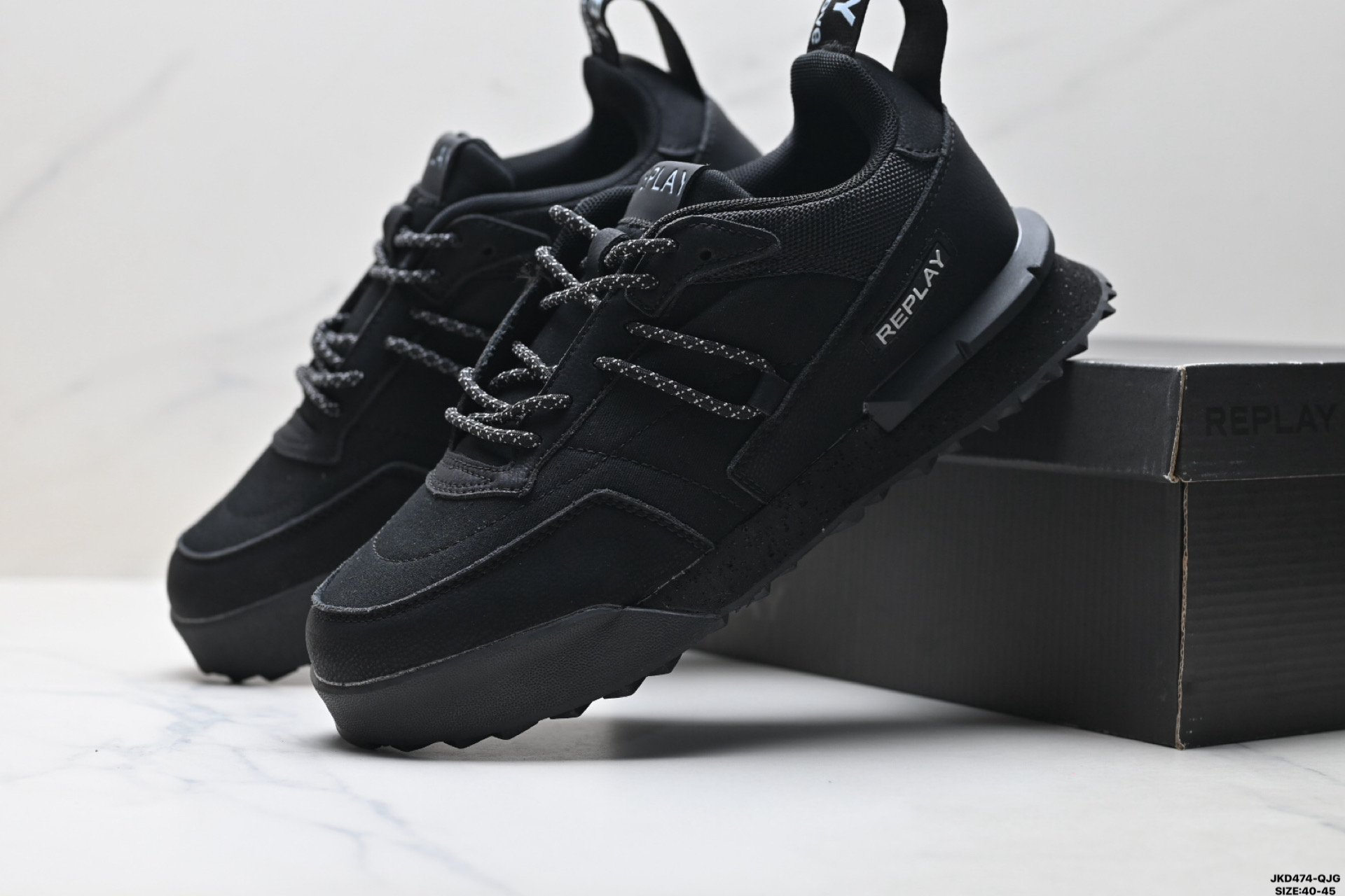 180 Replay Field Classic Grid 织物拼接 系带 网面透气 运动休闲鞋 GMS1PC0040L