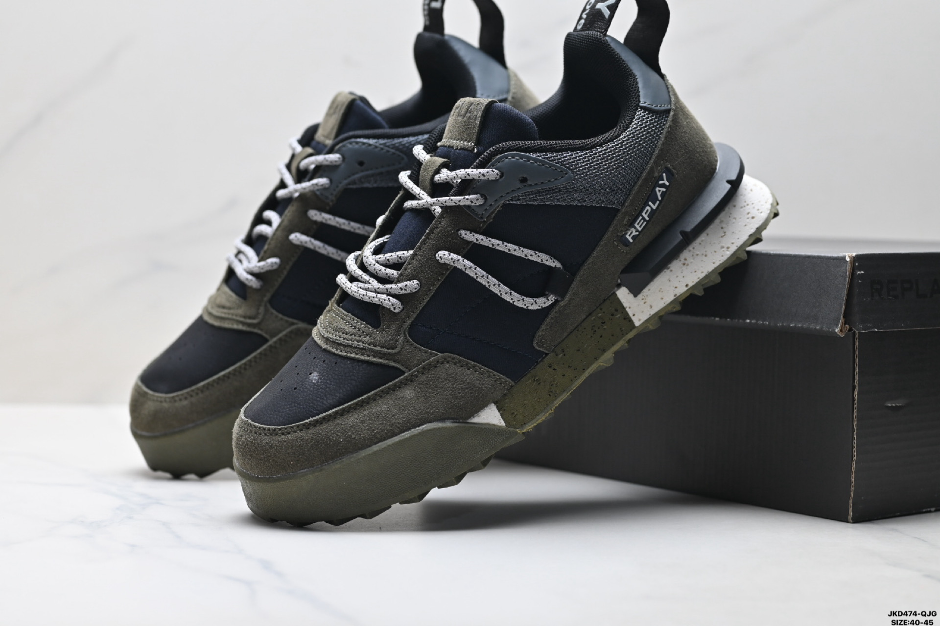 180 Replay Field Classic Grid 织物拼接 系带 网面透气 运动休闲鞋 GMS1PC0040L