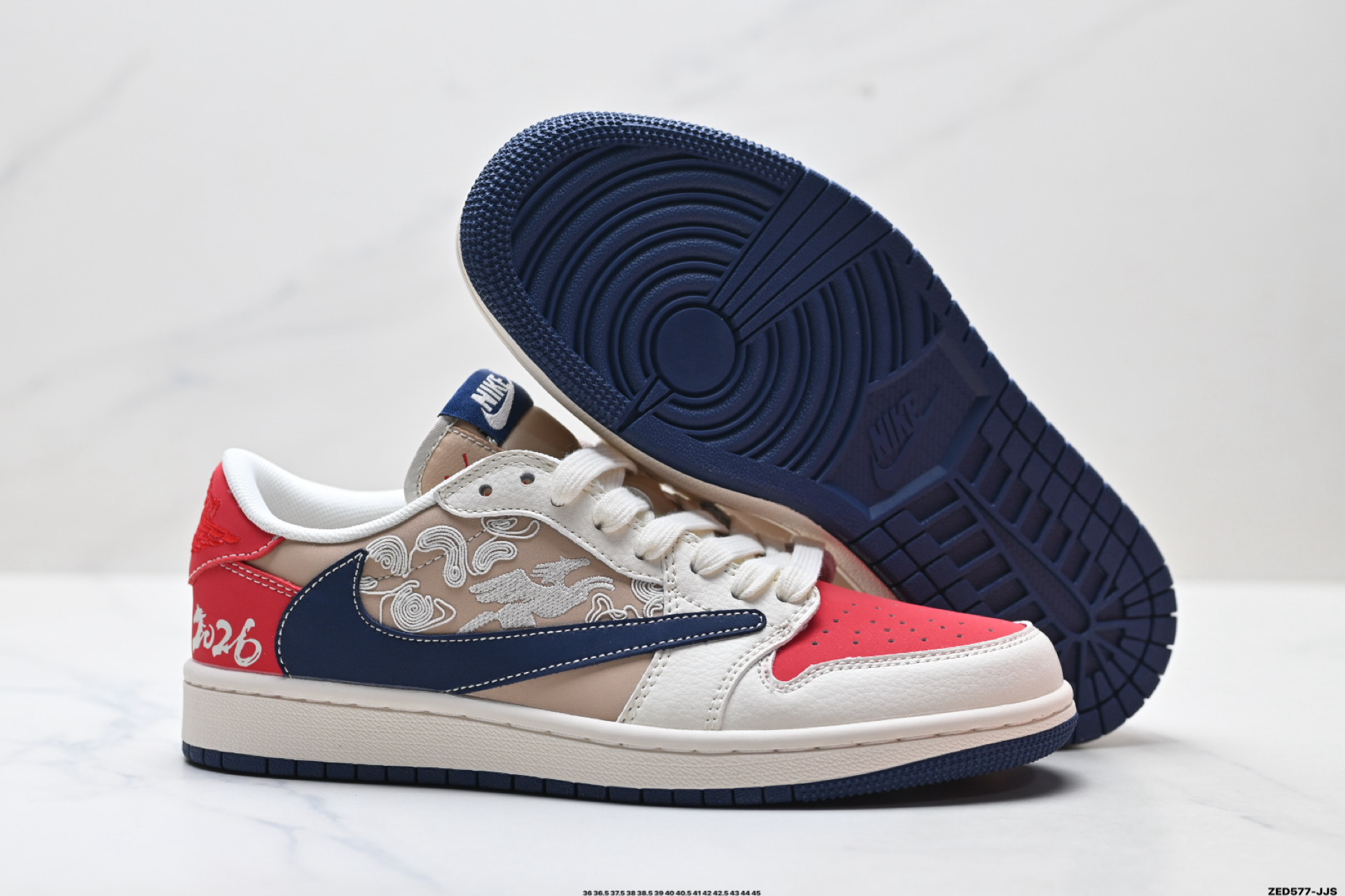 280 Nike Air Jordan 1 x Travis Scott AJ1倒勾 乔一倒钩 ‘DIY’定制 耐克 低帮文化篮球鞋 JY6988-145