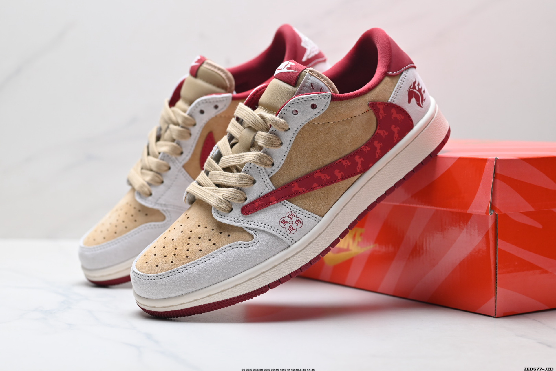Nike Air Jordan 1 x Travis Scott AJ1倒勾 乔一倒钩 ‘DIY’定制 耐克 低帮文化篮球鞋 LX1988-807