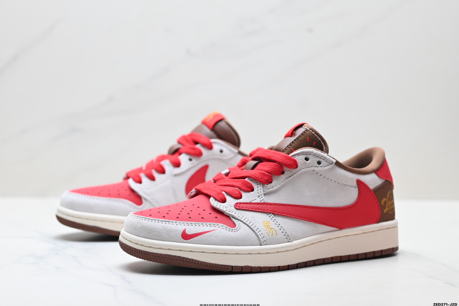 Nike Air Jordan 1 x Travis Scott AJ1倒勾 乔一倒钩 ‘DIY’定制 耐克 低帮文化篮球鞋 FC1688-248