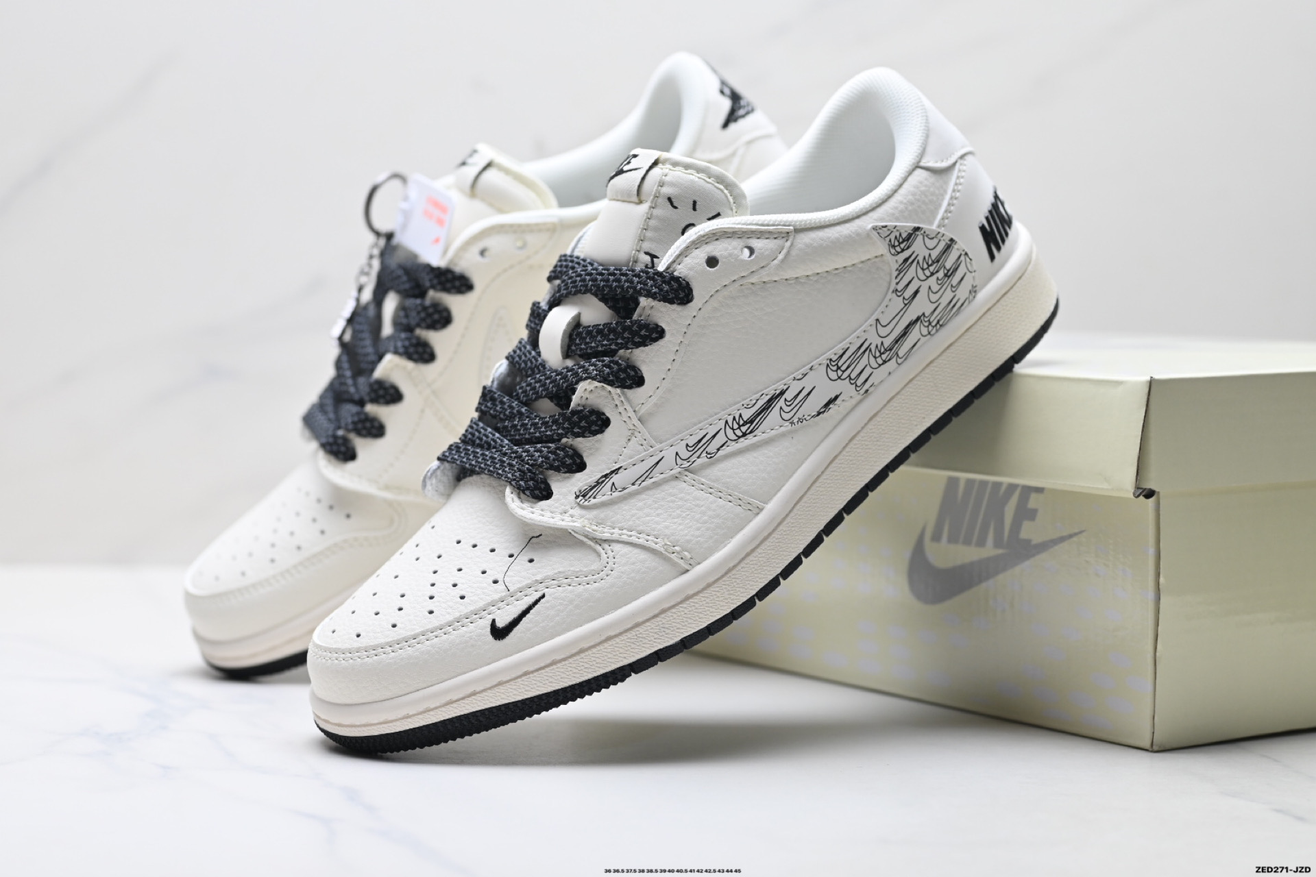 Nike Air Jordan 1 x Travis Scott AJ1倒勾 乔一倒钩 ‘DIY’定制 耐克 低帮文化篮球鞋 HH7518-091