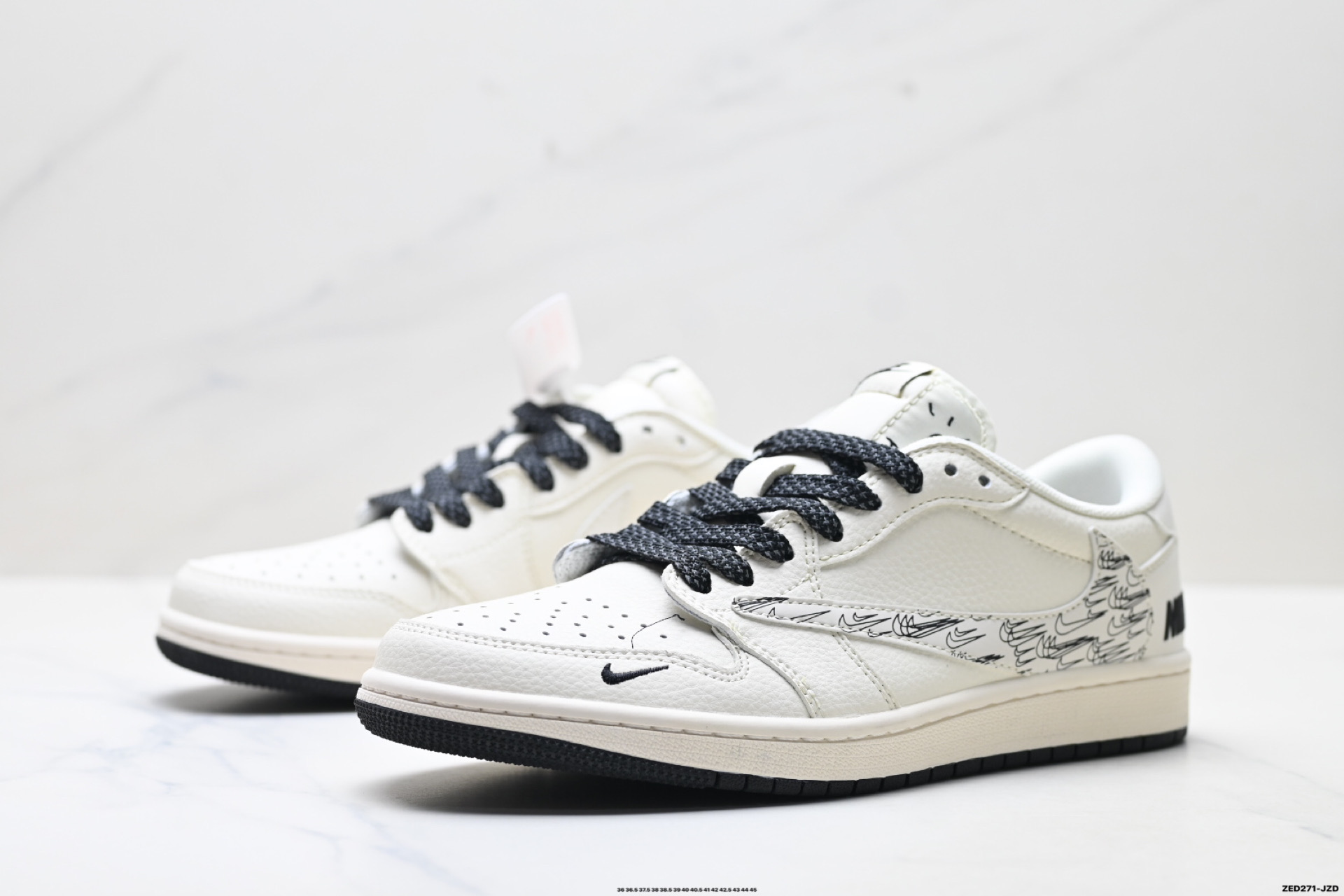 Nike Air Jordan 1 x Travis Scott AJ1倒勾 乔一倒钩 ‘DIY’定制 耐克 低帮文化篮球鞋 HH7518-091