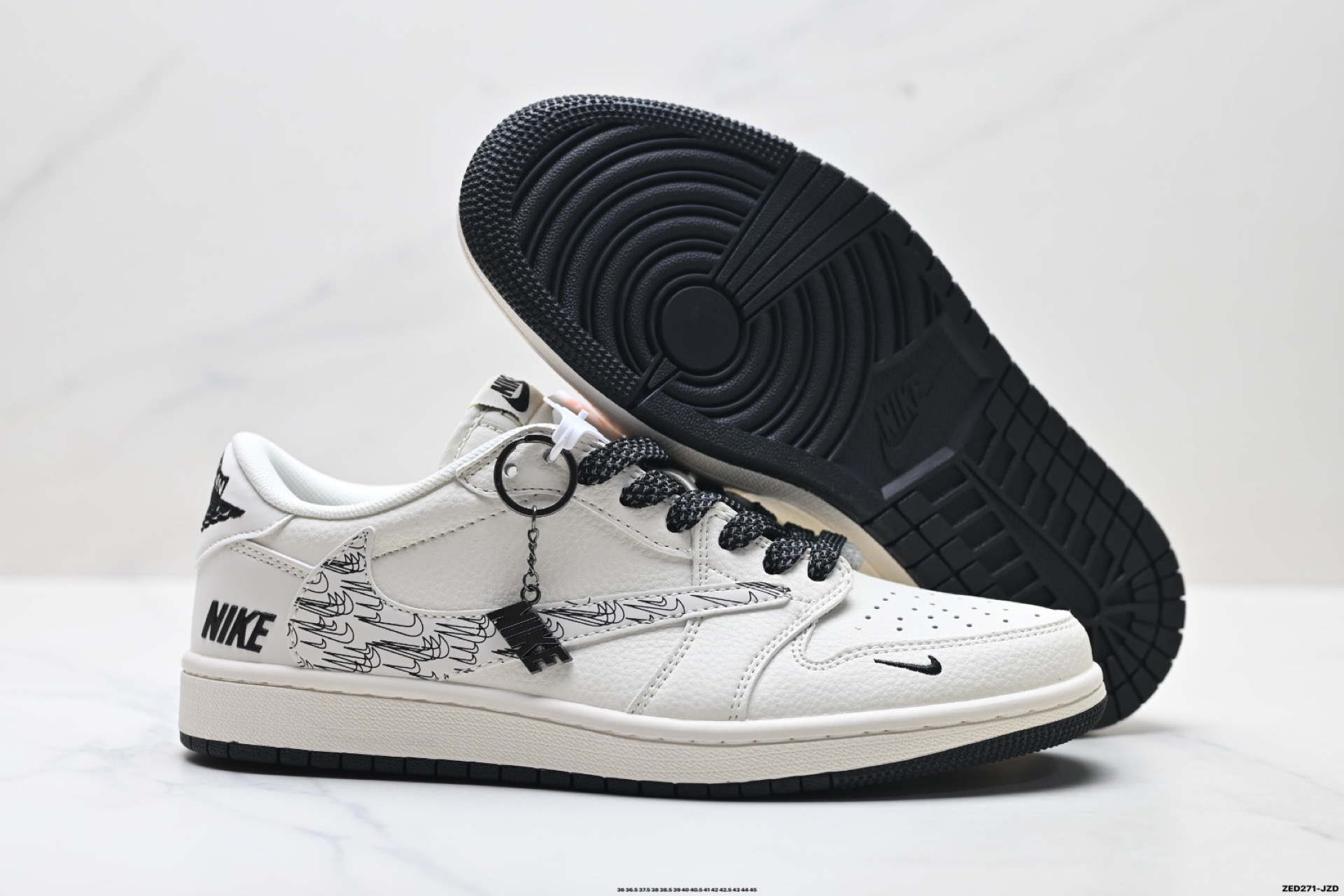 Nike Air Jordan 1 x Travis Scott AJ1倒勾 乔一倒钩 ‘DIY’定制 耐克 低帮文化篮球鞋 HH7518-091