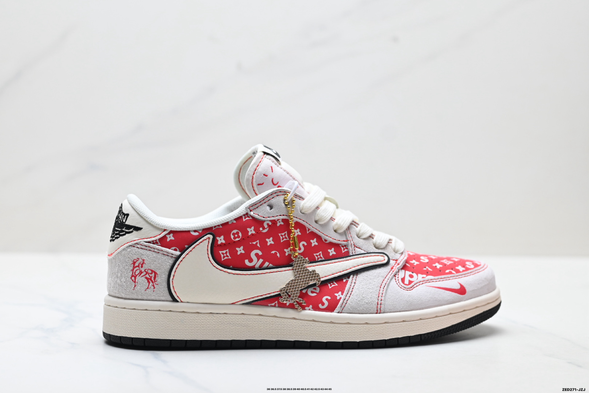 Nike Air Jordan 1 x Travis Scott AJ1倒勾 乔一倒钩 ‘DIY’定制 耐克 低帮文化篮球鞋 JP2076-113