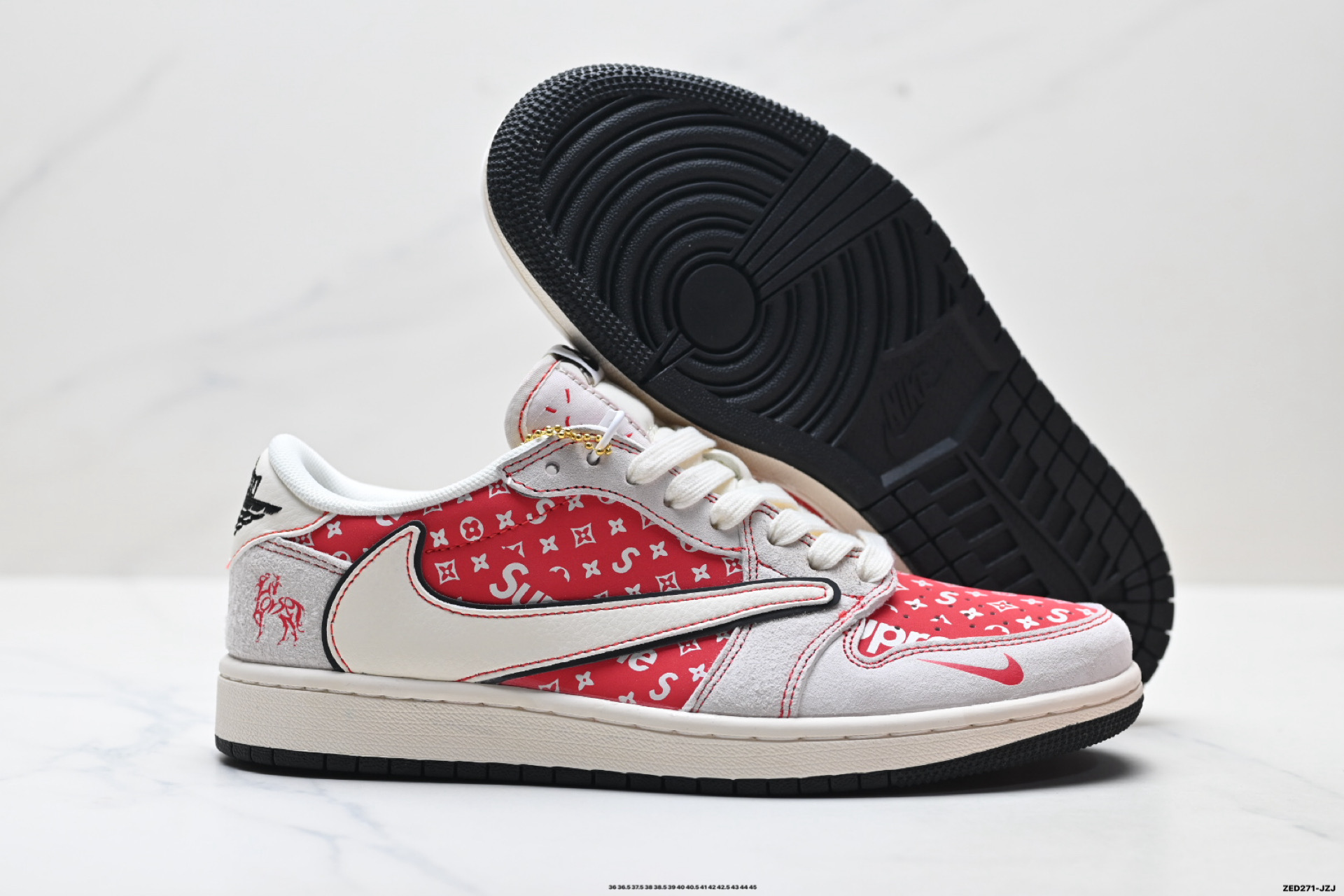 Nike Air Jordan 1 x Travis Scott AJ1倒勾 乔一倒钩 ‘DIY’定制 耐克 低帮文化篮球鞋 JP2076-113