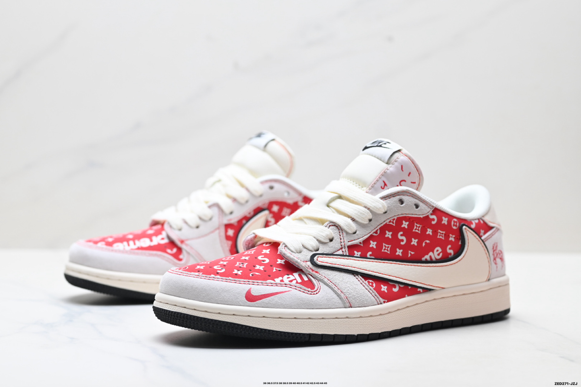 Nike Air Jordan 1 x Travis Scott AJ1倒勾 乔一倒钩 ‘DIY’定制 耐克 低帮文化篮球鞋 JP2076-113