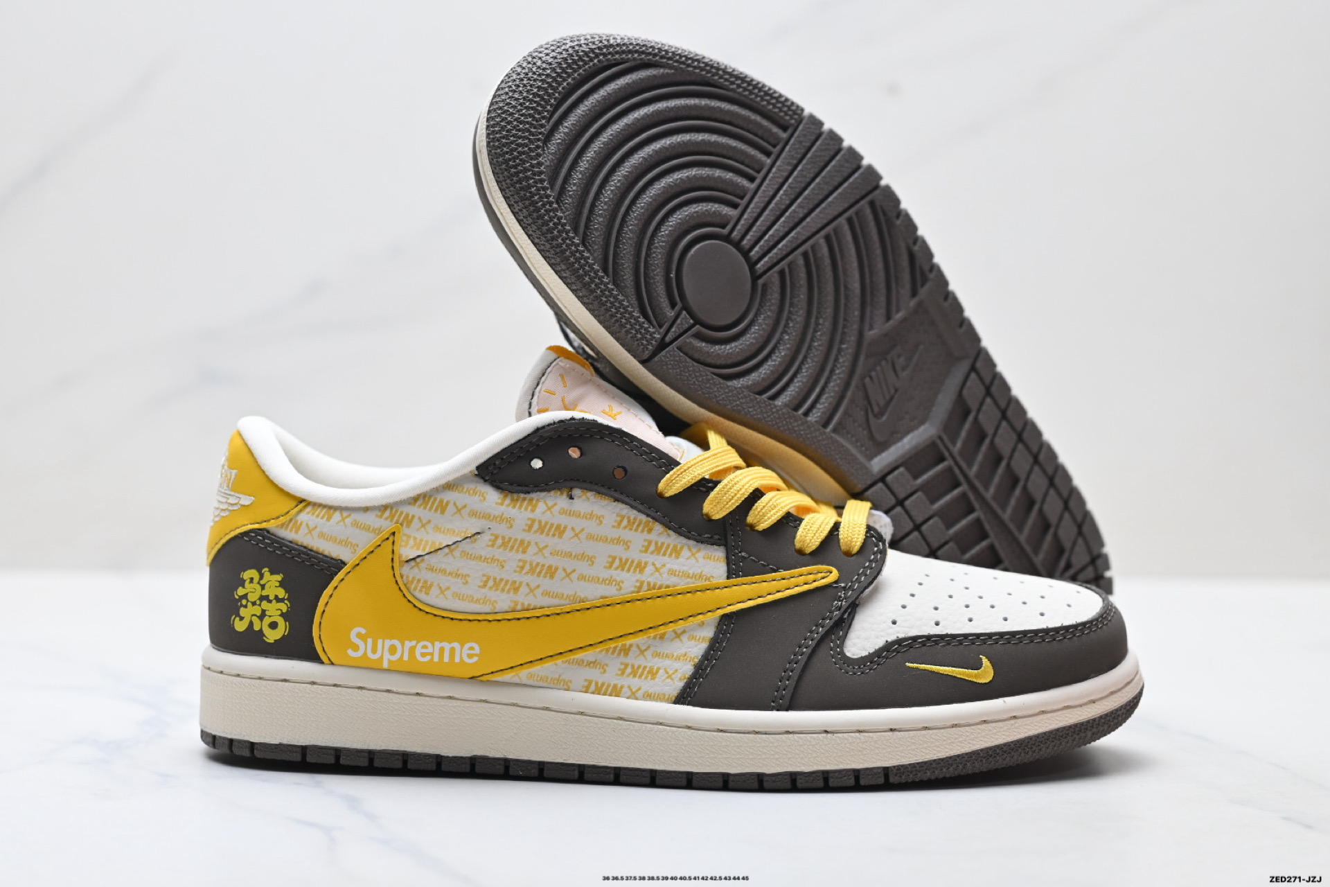 Nike Air Jordan 1 x Travis Scott AJ1倒勾 乔一倒钩 ‘DIY’定制 耐克 低帮文化篮球鞋 XD1979-005