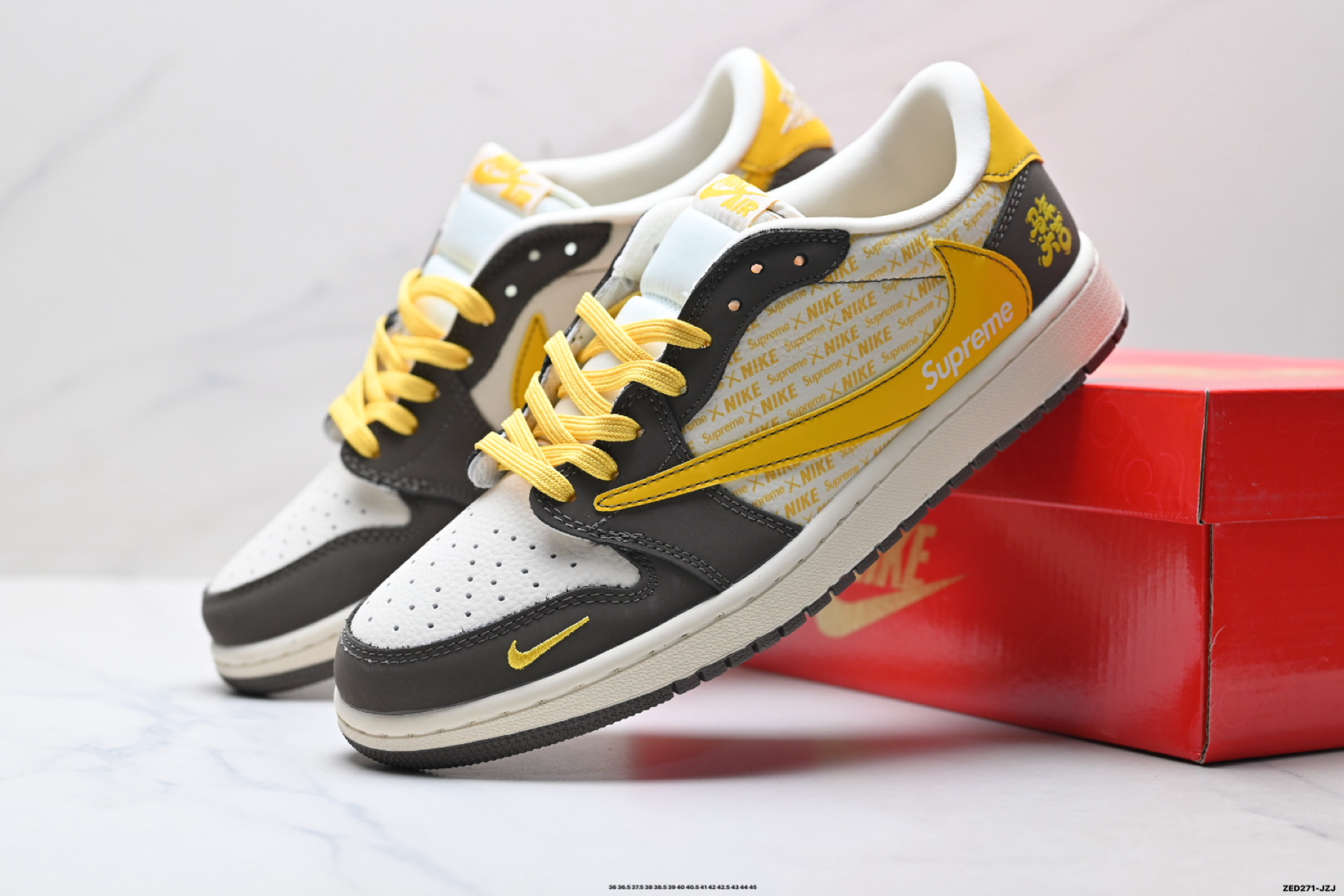 Nike Air Jordan 1 x Travis Scott AJ1倒勾 乔一倒钩 ‘DIY’定制 耐克 低帮文化篮球鞋 XD1979-005