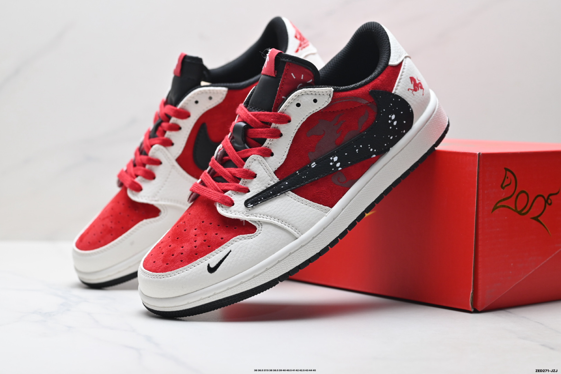 Nike Air Jordan 1 x Travis Scott AJ1倒勾 乔一倒钩 ‘DIY’定制 耐克 低帮文化篮球鞋 DZ2688-118