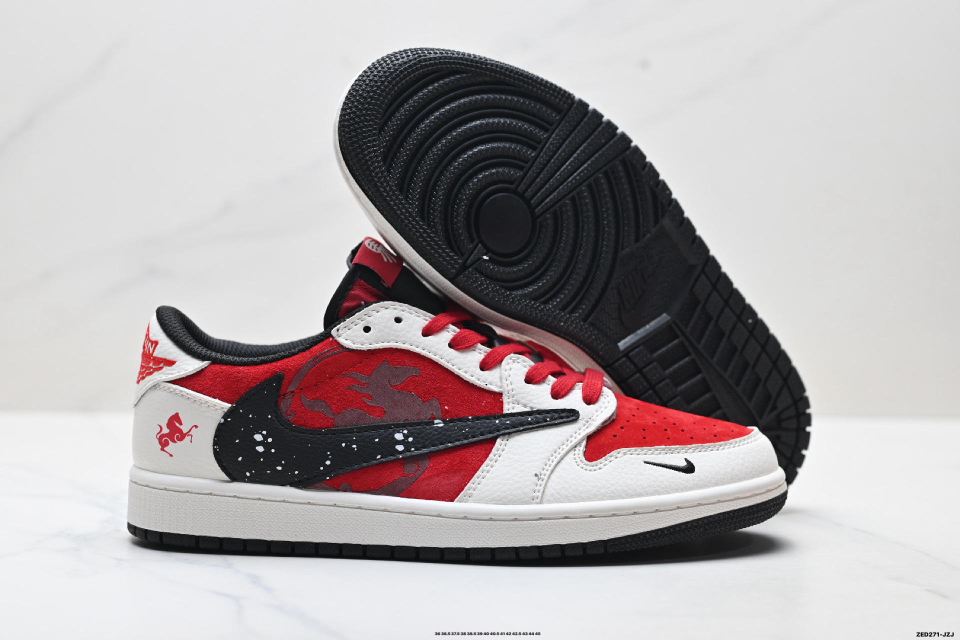 Nike Air Jordan 1 x Travis Scott AJ1倒勾 乔一倒钩 ‘DIY’定制 耐克 低帮文化篮球鞋 DZ2688-118