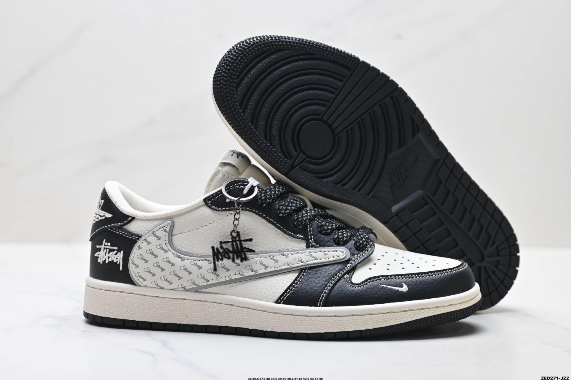 Nike Air Jordan 1 x Travis Scott AJ1倒勾 乔一倒钩 ‘DIY’定制 耐克 低帮文化篮球鞋 HH7518-087