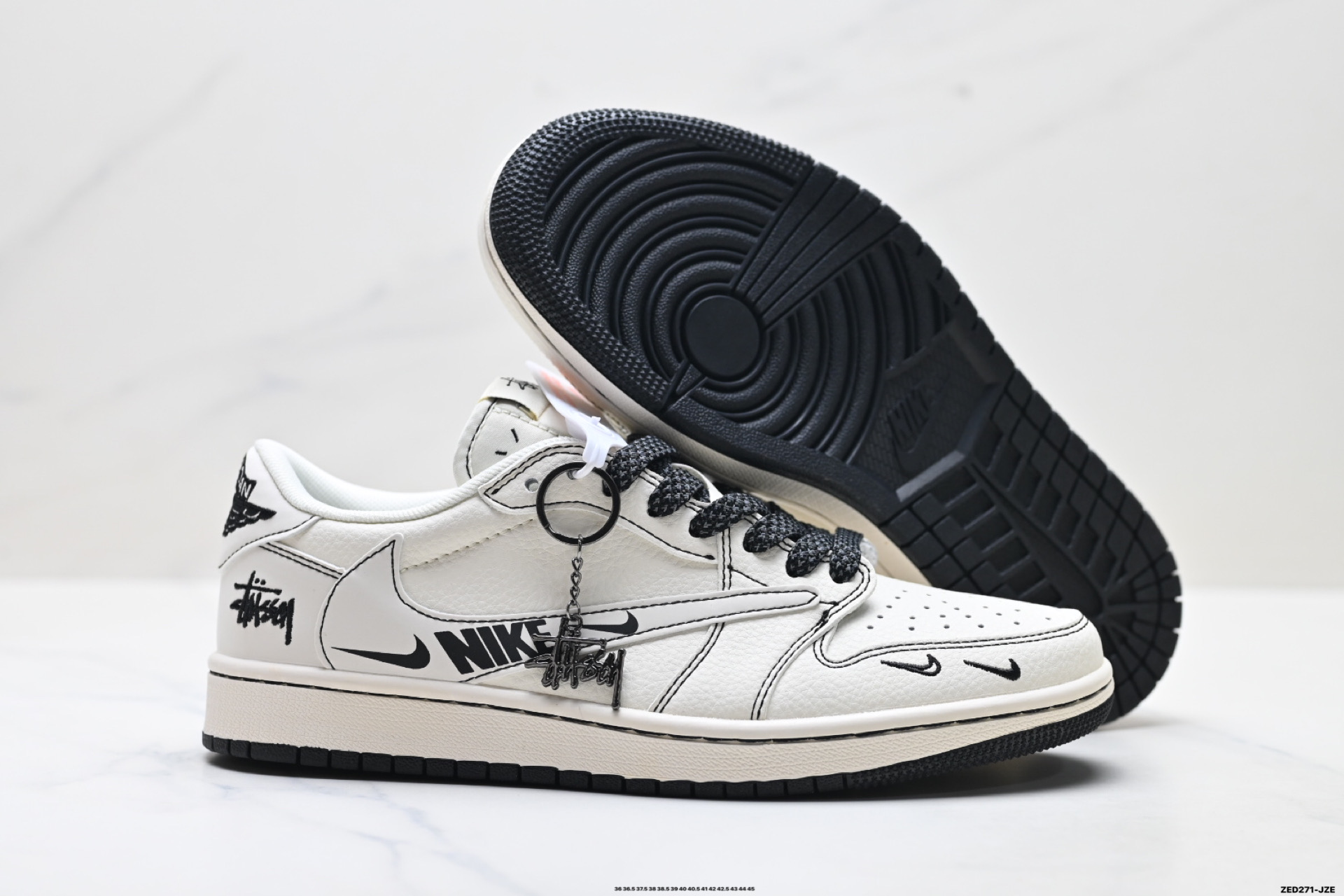 Nike Air Jordan 1 x Travis Scott AJ1倒勾 乔一倒钩 ‘DIY’定制 耐克 低帮文化篮球鞋 HH7518-092