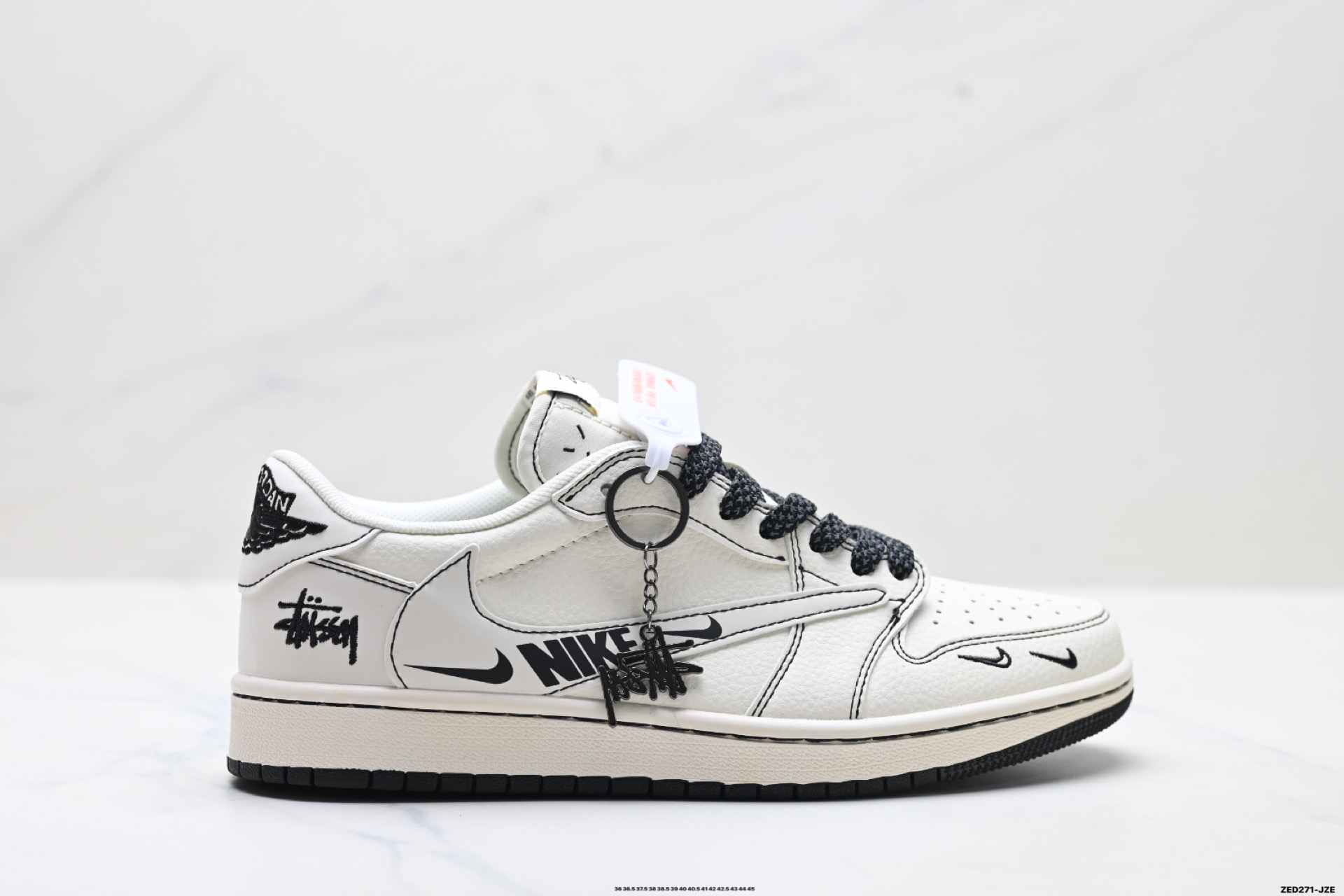 Nike Air Jordan 1 x Travis Scott AJ1倒勾 乔一倒钩 ‘DIY’定制 耐克 低帮文化篮球鞋 HH7518-092