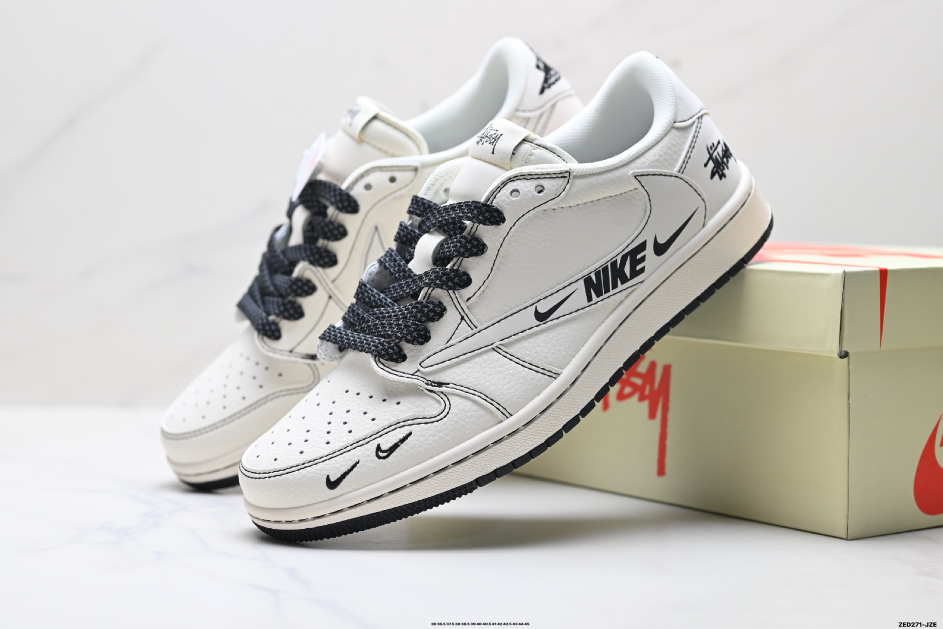 Nike Air Jordan 1 x Travis Scott AJ1倒勾 乔一倒钩 ‘DIY’定制 耐克 低帮文化篮球鞋 HH7518-092