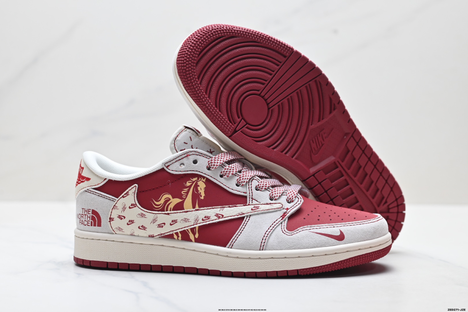 Nike Air Jordan 1 x Travis Scott AJ1倒勾 乔一倒钩 ‘DIY’定制 耐克 低帮文化篮球鞋 JP2076-120