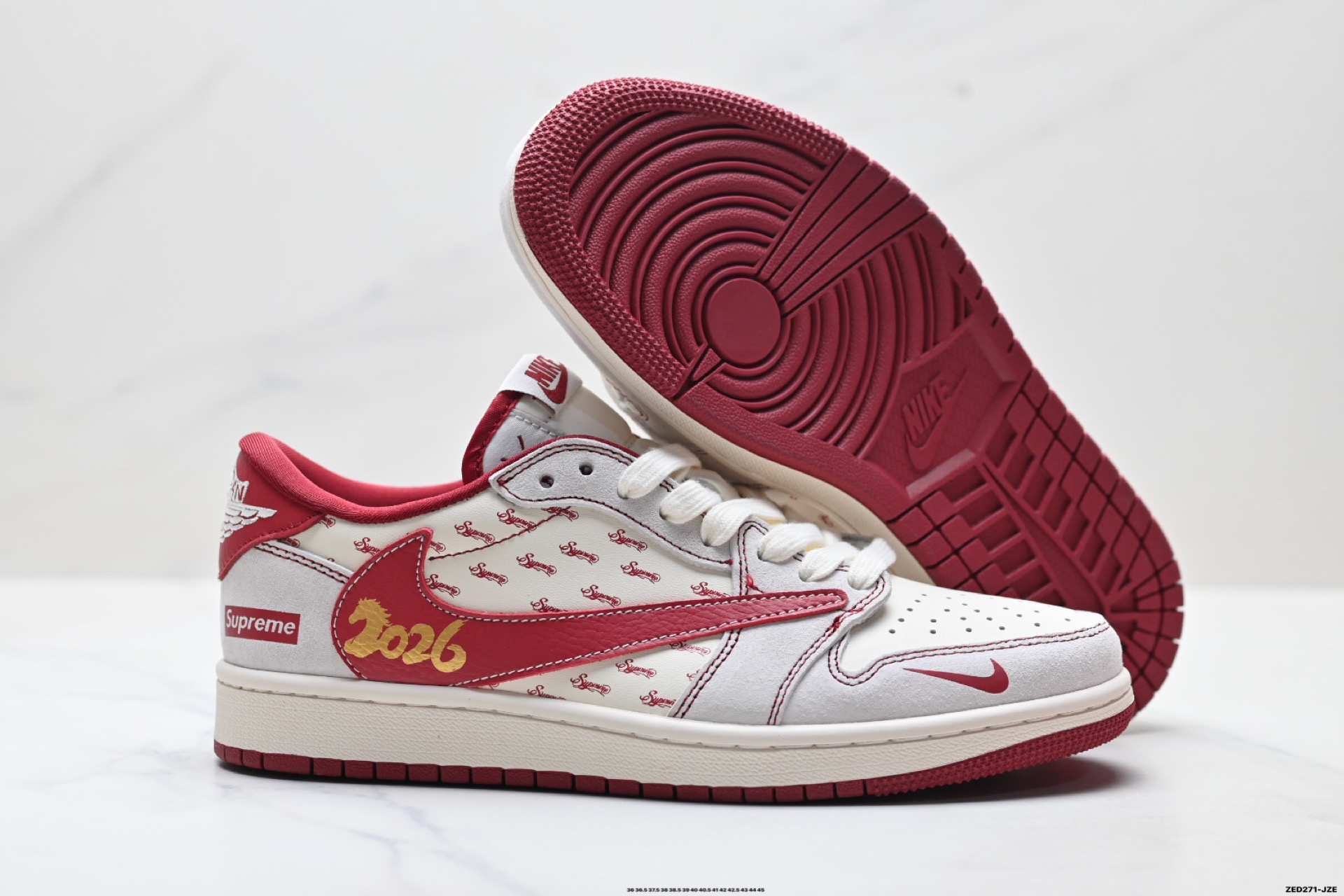 Nike Air Jordan 1 x Travis Scott AJ1倒勾 乔一倒钩 ‘DIY’定制 耐克 低帮文化篮球鞋 JP2076-116