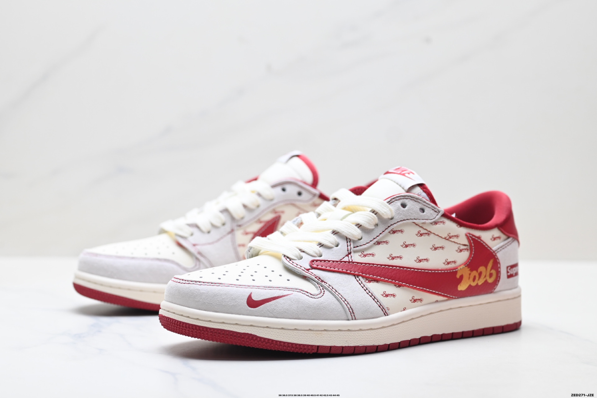 Nike Air Jordan 1 x Travis Scott AJ1倒勾 乔一倒钩 ‘DIY’定制 耐克 低帮文化篮球鞋 JP2076-116