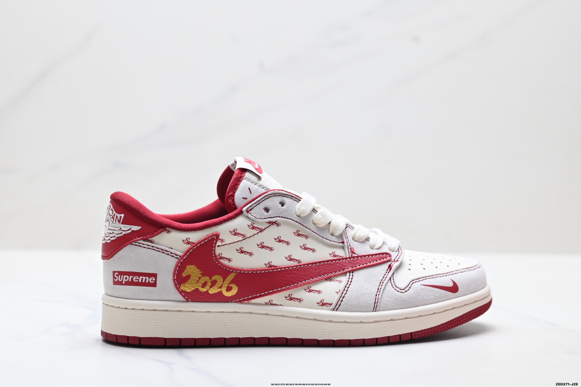 Nike Air Jordan 1 x Travis Scott AJ1倒勾 乔一倒钩 ‘DIY’定制 耐克 低帮文化篮球鞋 JP2076-116