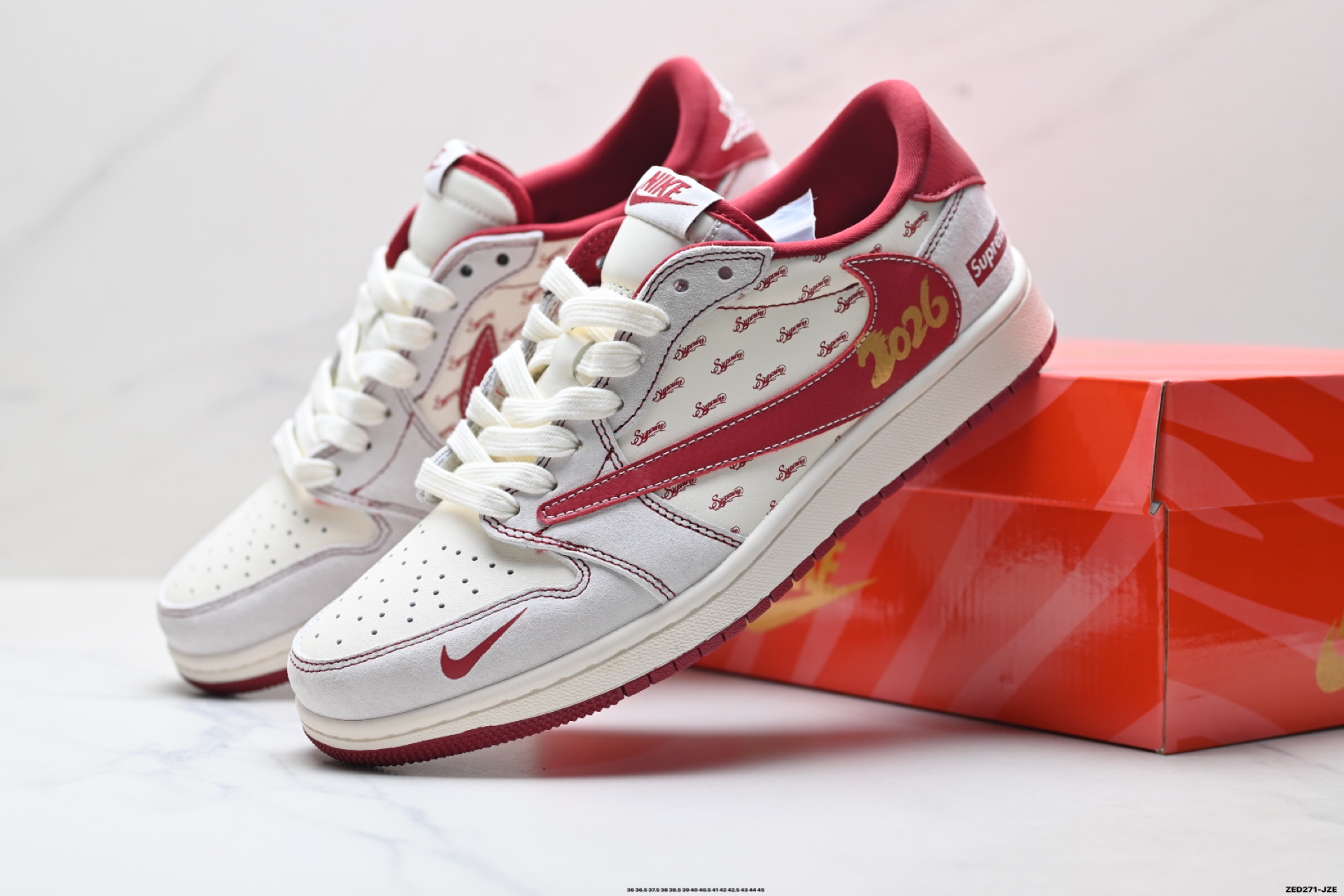Nike Air Jordan 1 x Travis Scott AJ1倒勾 乔一倒钩 ‘DIY’定制 耐克 低帮文化篮球鞋 JP2076-116