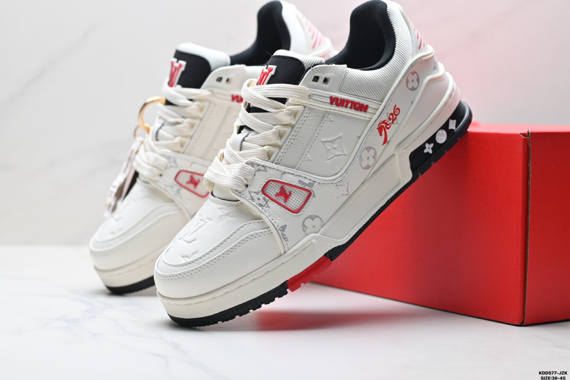 纯原马年限定中国红礼盒Louis vuitton Trainer Sneaker Low 路易威登 休闲运动文化百搭板鞋