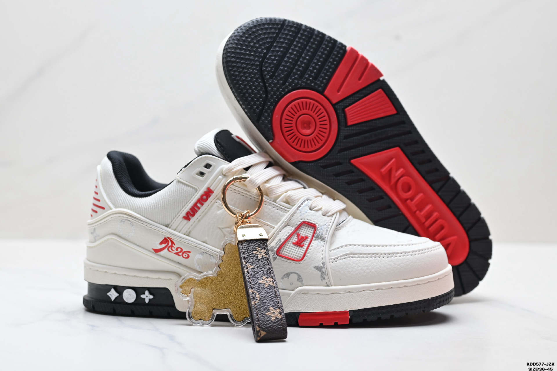 纯原马年限定中国红礼盒Louis vuitton Trainer Sneaker Low 路易威登 休闲运动文化百搭板鞋