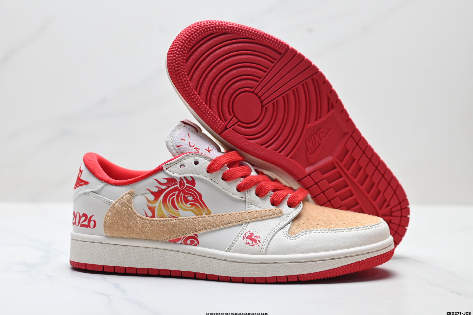 Nike Air Jordan 1 x Travis Scott AJ1倒勾 乔一倒钩 ‘DIY’定制 耐克 低帮文化篮球鞋 FC1688-250