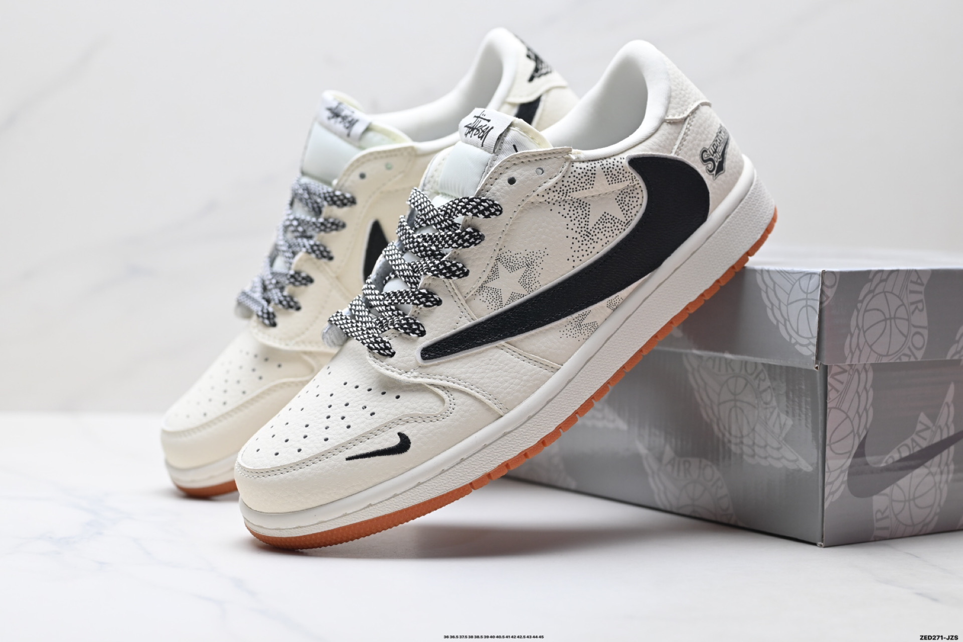 Nike Air Jordan 1 x Travis Scott AJ1倒勾 乔一倒钩 ‘DIY’定制 耐克 低帮文化篮球鞋 LD2028-073