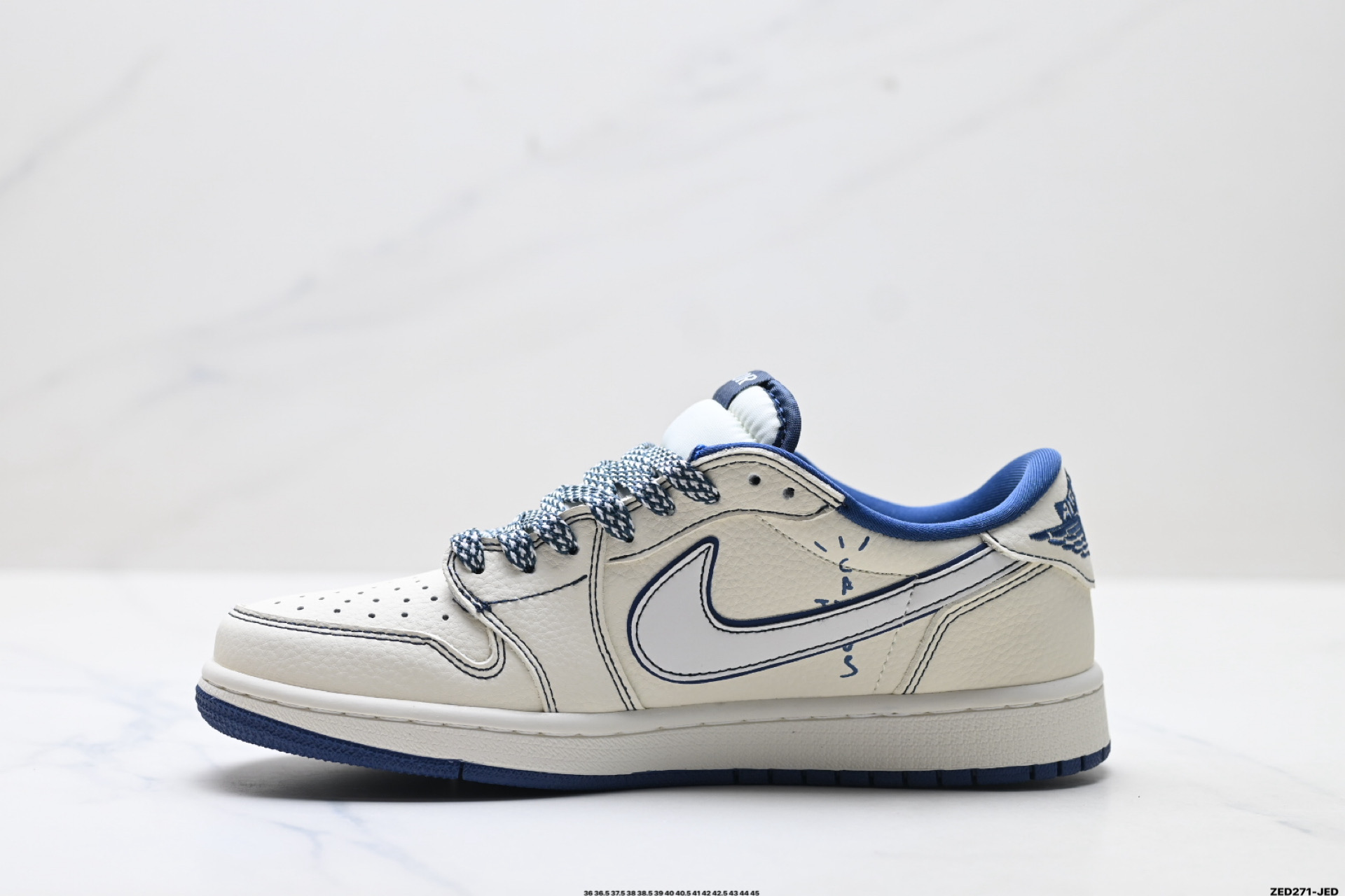 Nike Air Jordan 1 x Travis Scott AJ1倒勾 乔一倒钩 ‘DIY’定制 耐克 低帮文化篮球鞋 LD2028-072