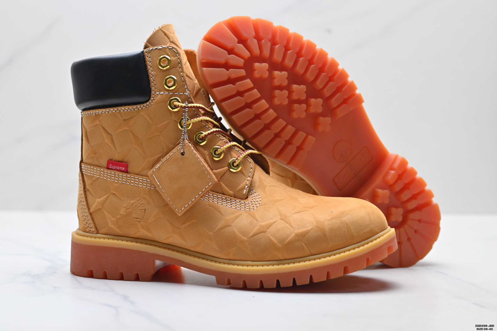Timberland添柏岚 × LOUIS VUITTON路易威登 牛皮革 6英寸满印老花圆头系带 压纹防水绒面 及踝 马丁靴 Timberland添柏岚 × LOUIS VUITTON路易威登 牛皮革 6英寸满印老花圆头系带 压纹防水绒面 及踝 马丁靴