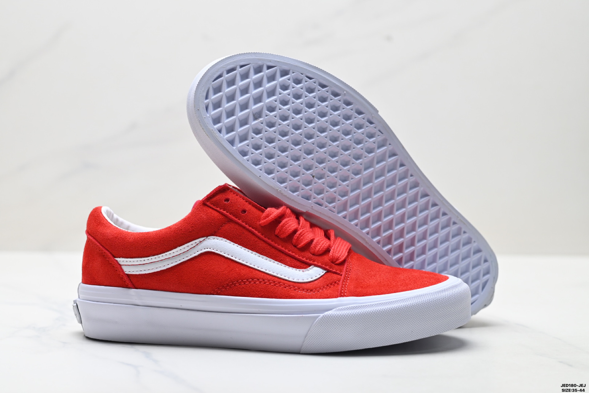 170 Vans Premium Old Skool 经典正红色麂皮拼接低帮男女同款板鞋